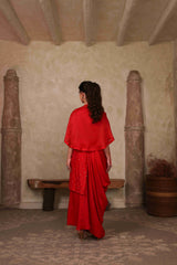 Red Jaali Cape Set