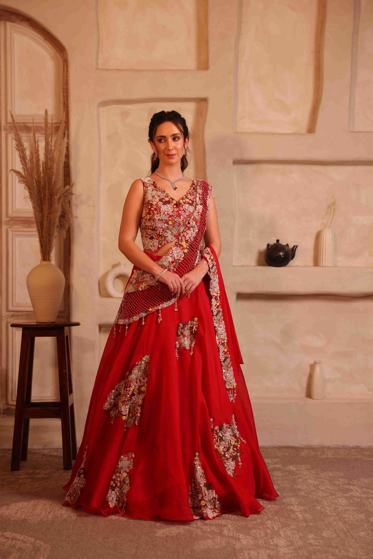 Half Jali Palla Lehanga Set