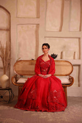 Tone on Tone Red Lehanga Set