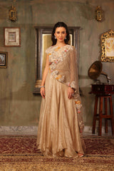 Tissue Jali Palla Drape Saree Set