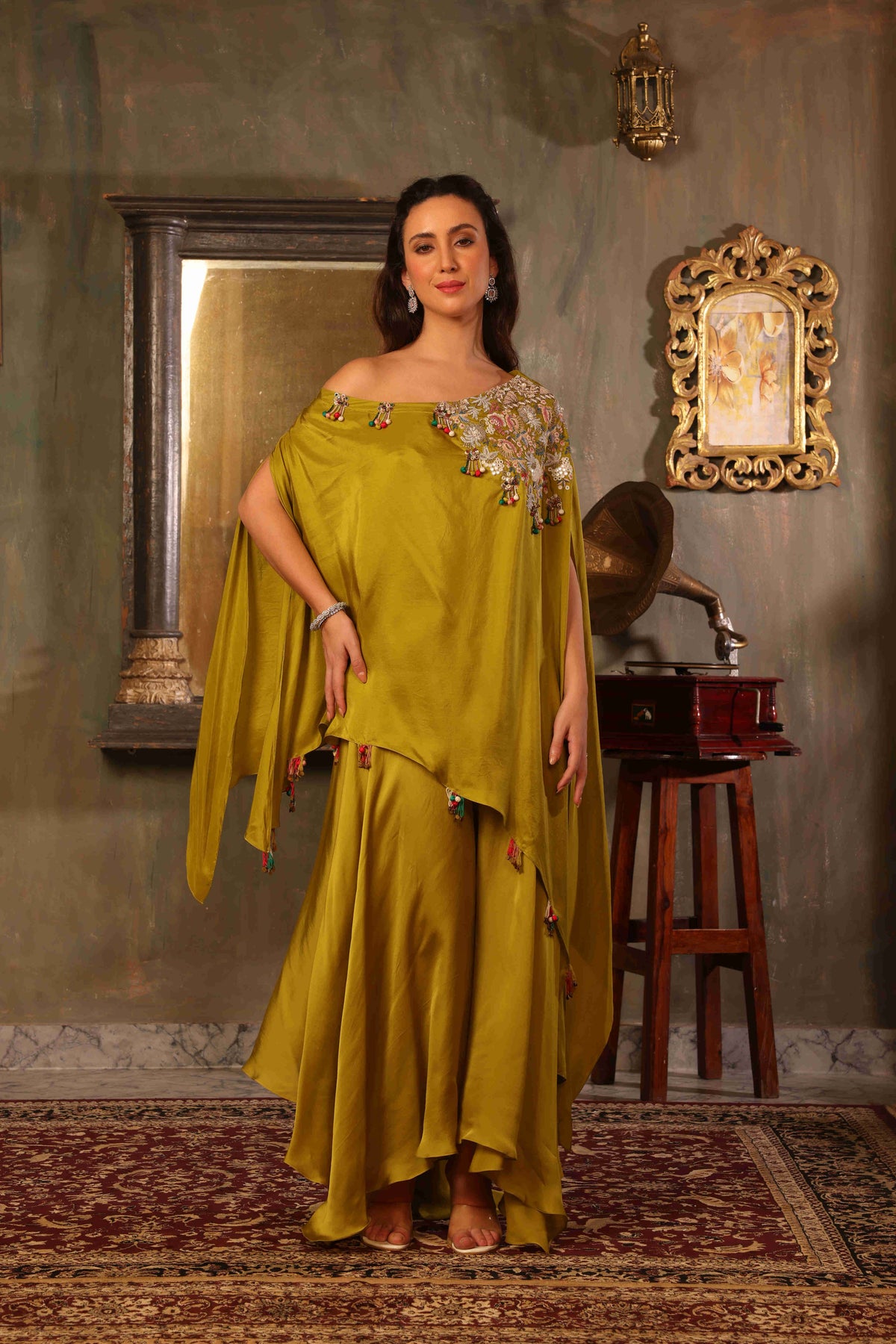 One Shoulder Cape Set