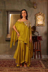 One Shoulder Cape Set