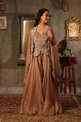 Nude Hand Embroidered Cape Set