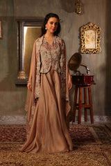 Nude Hand Embroidered Cape Set