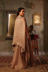 Nude Hand Embroidered Cape Set