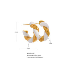 Paz White & Gold Twisted Hoop