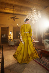 HAND EMBEORIDERED TIE UP KAFTAN PAIRED WITH ORGANZA SHARARA