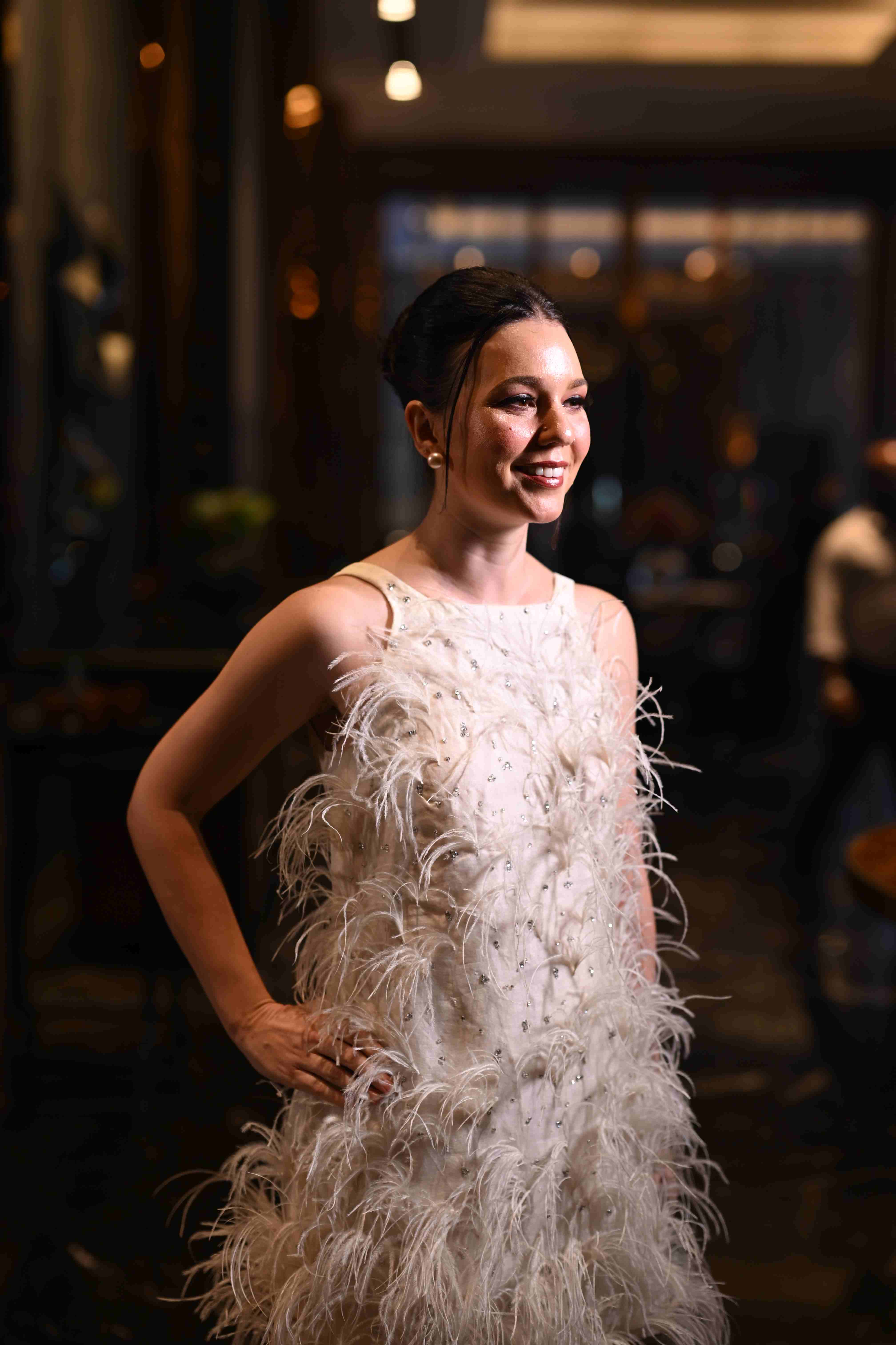 Off White Feather Dress