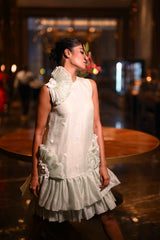 Ice Blue Tube Feather Dress