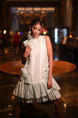 Ice Blue Tube Feather Dress