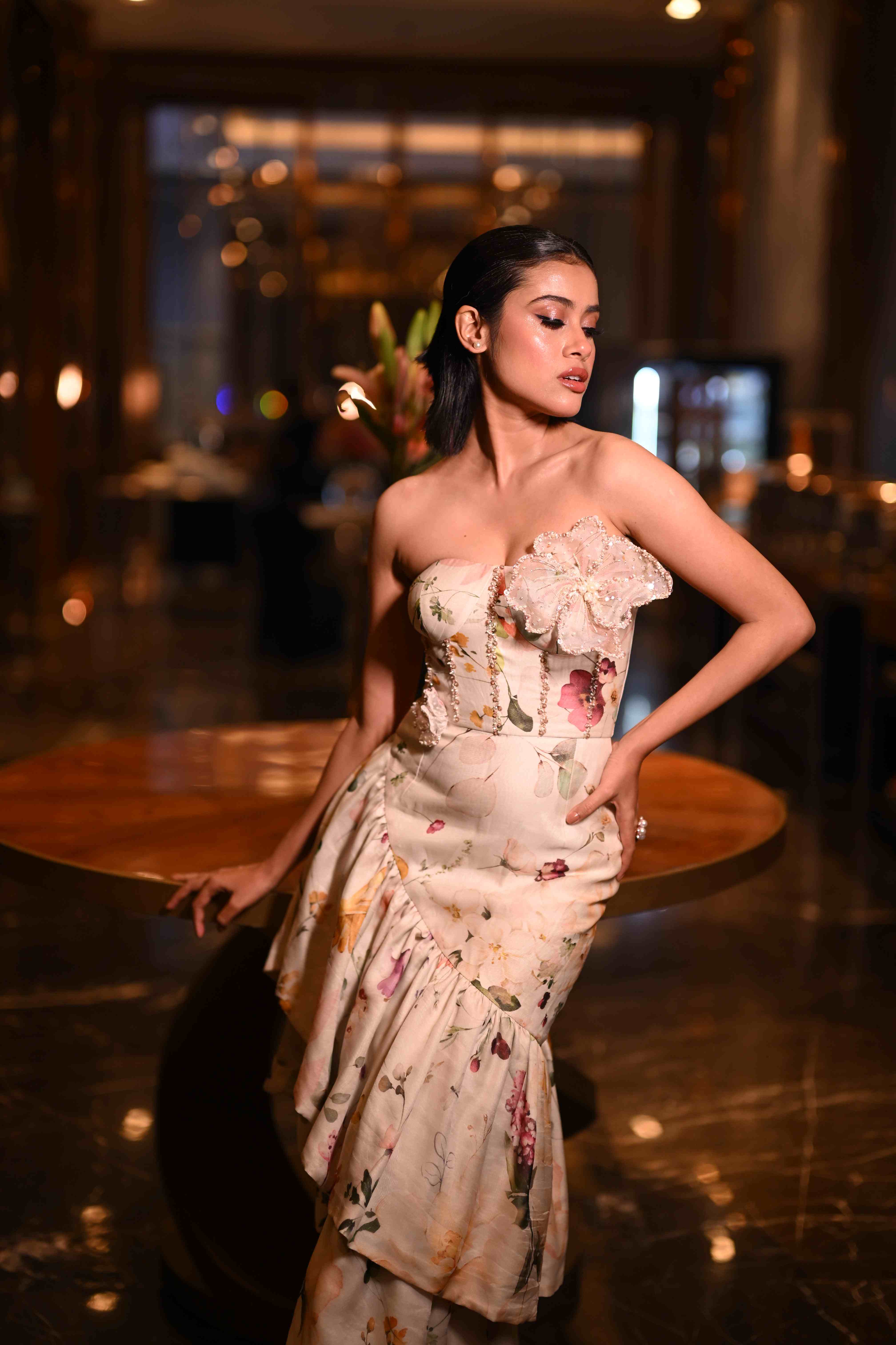 Garden Floral Printed Tube Dress
