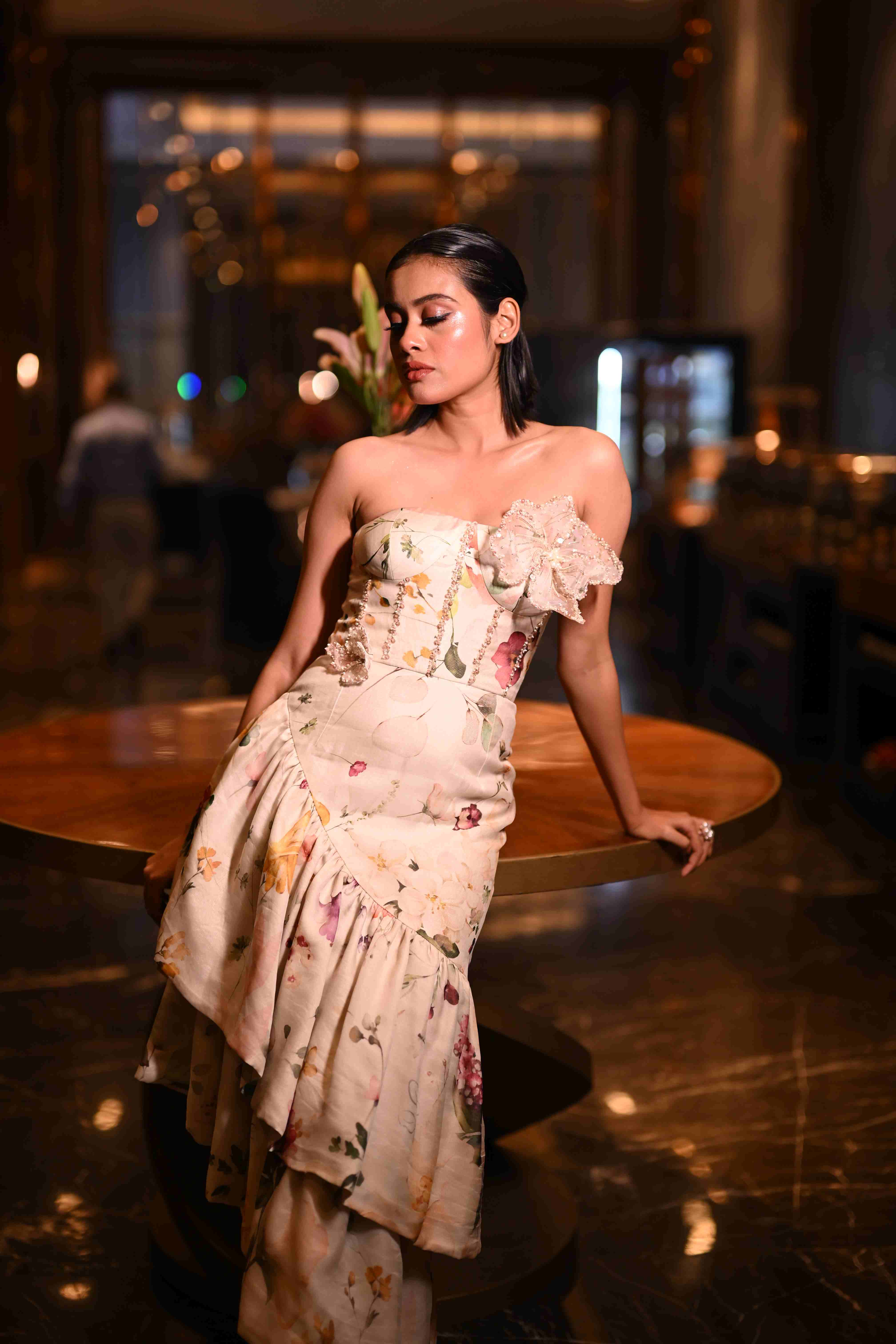 Garden Floral Printed Tube Dress