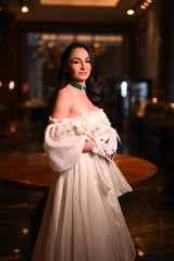 Off White Off Shoulder Gown