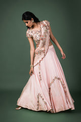 wine layered lehenga set