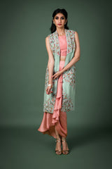 pistachio and rose pink jacket set