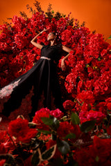 Star floral black gown