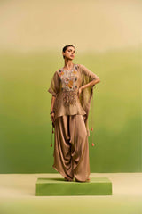 Champgne Tissue kaftan set with harem pant