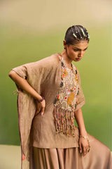 Champgne Tissue kaftan set with harem pant