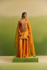 Kesar Kurta Paired with Pearl line Sharara Set