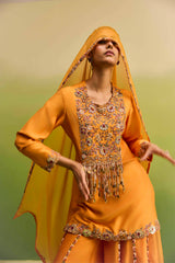 Kesar Kurta Paired with Pearl line Sharara Set