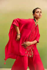 Red Kaftan Tone on Tone Work