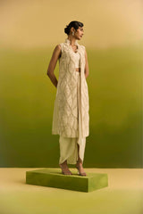 Ivory Tone on Tone Dori Emblished Jacket set