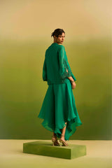 Emerald Green Front Open Kurta Set