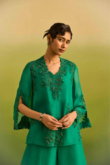 Emerald Green Front Open Kurta Set