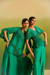 Green Dori Peplum Paired with emb Pant