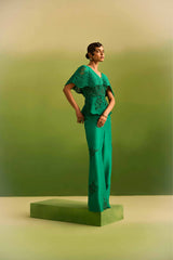 Green Dori Peplum Paired with emb Pant