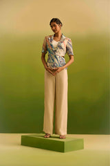 Oceanic Print Cutout Jacket with Pant