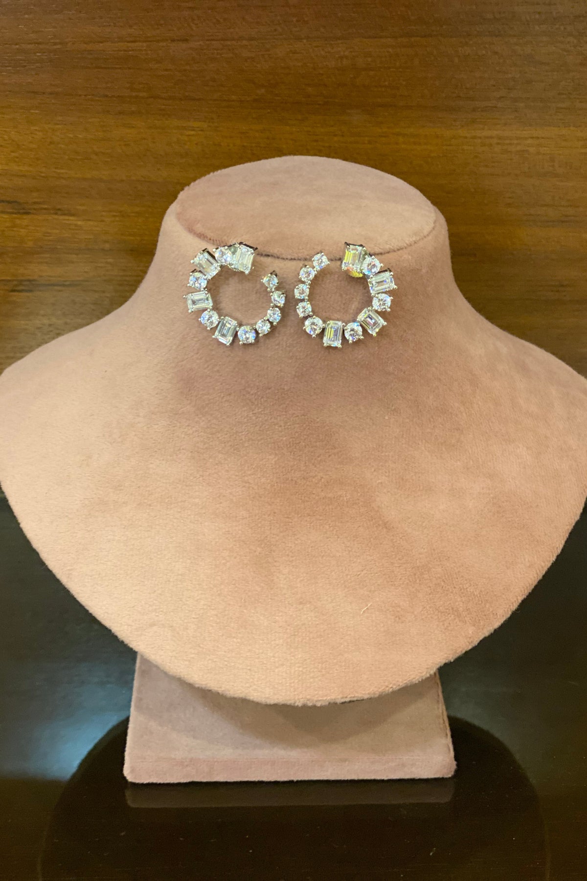 Anura White stone circular stud