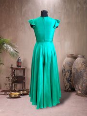 Green front cut tassel jumpsuit
