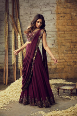 SHARARA DRAPED SAREE SET